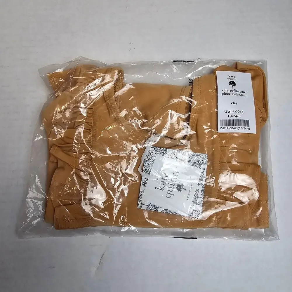NWT Kate Quinn Side Ruffle One Piece Swimsuit Size 18/24m Clay